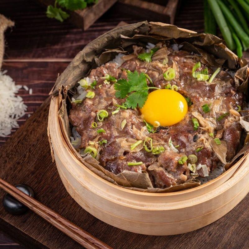 Steamed Rice In Lotus Leaf Beef And Egg