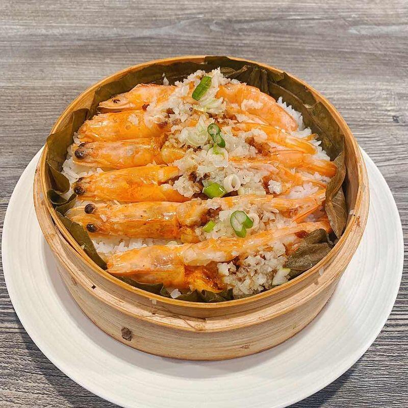 Steamed Rice In Lotus Leaf Shrimp Garlic